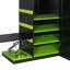 Lit mezzanine double en bois avec bureau, tablettes multiples, USB et lumière RVB, vert-1722514261