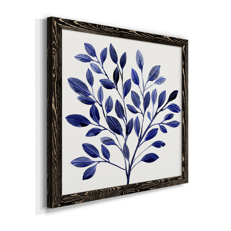Deep Blue Branch I - Toile encadrée de qualité supérieure - prête à être accrochée, H 20 po x l 20 po x P 1,5 po, Cadre noir