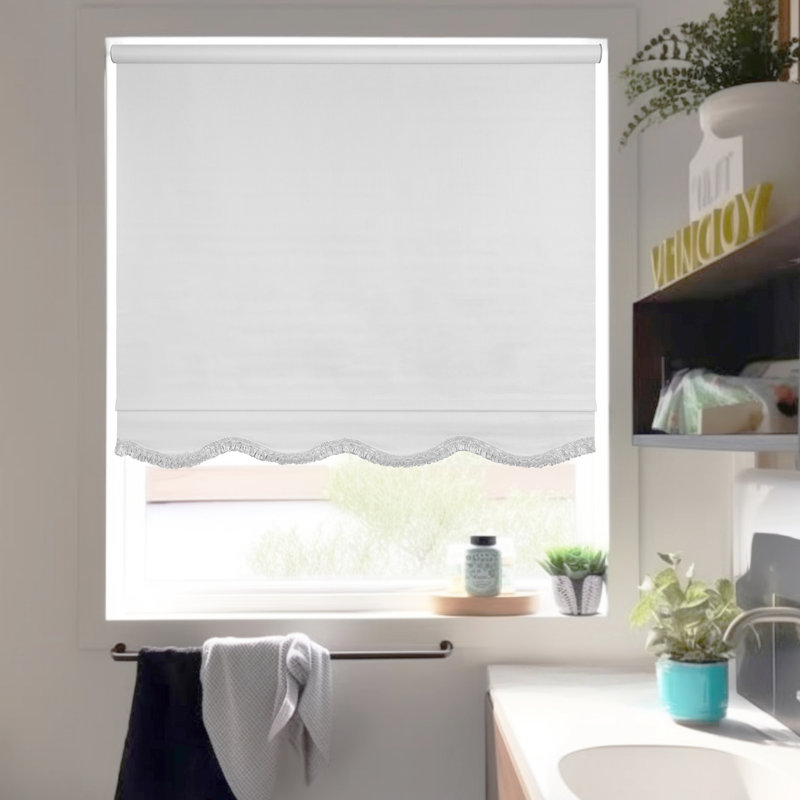 Rideau roulant occultant Haverstraw, Blanc texturé (frange), L 27 po x L 64 po