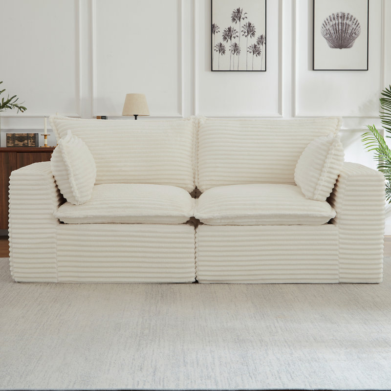 Causeuse, canapé modulaire désossé pour le salon, canapé modulaire moderne surdimensionné, Blanc