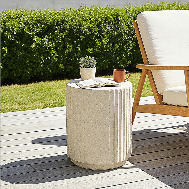 Table d'appoint d'extérieur Mgo, Beige
