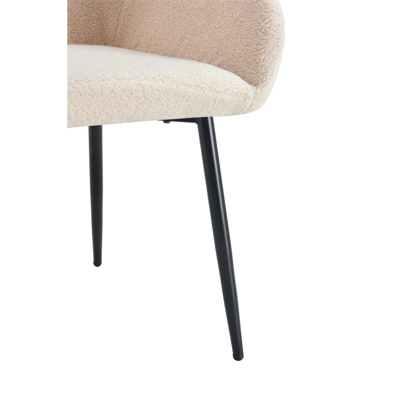 Set Of 2 Accent Arm Chair With Metal Legs, Beige Teddy