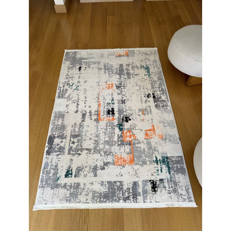 Tapis en coton avec envers antidérapant Lanney, Rectangle 5 pi 11 po x 10 pi 6 po