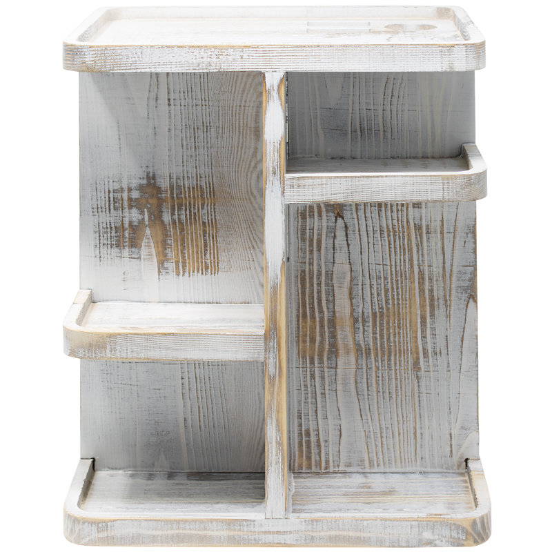Gray Wood 8 Compartment Makeup Organizer with Swivel Base
