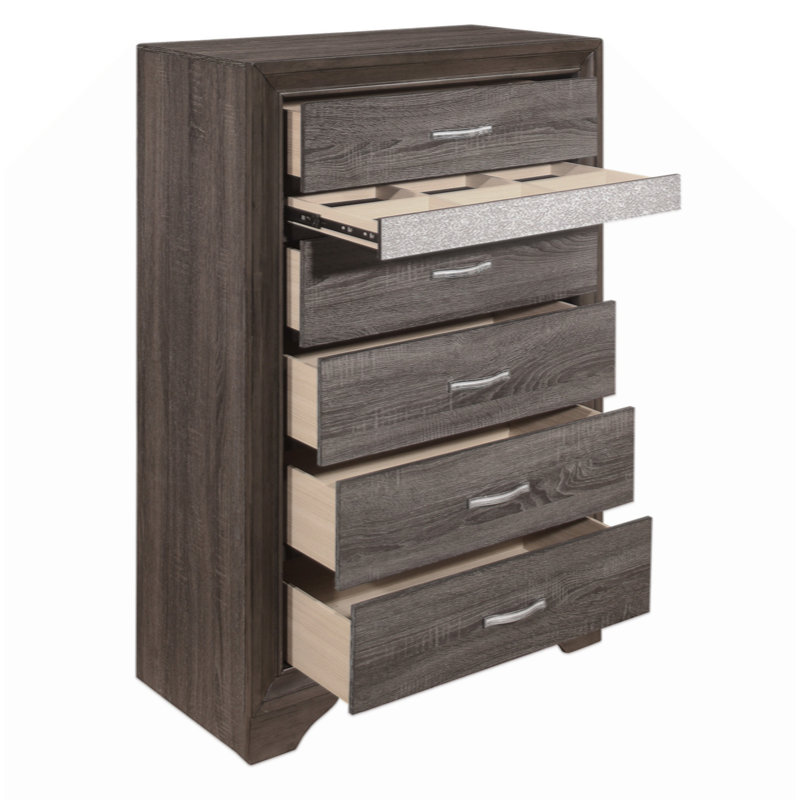 Michaela 34.5'' W 5 - Drawer Dresser, Gray