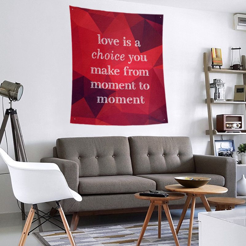 Tapisserie de polyester en faux gemme love is a choice quote, H 104 po x l 88 po, Rubis