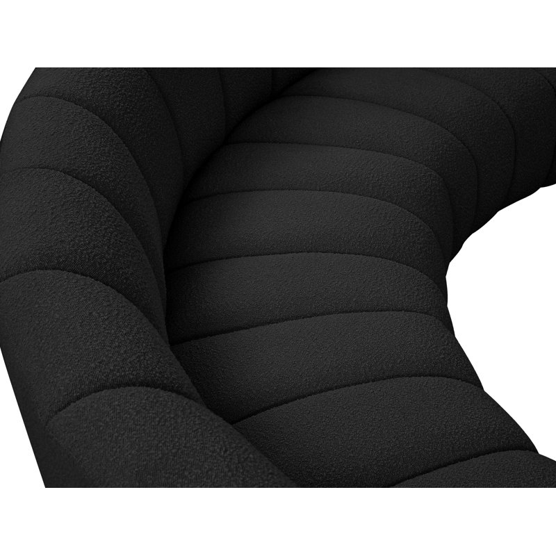 Infinity Upholstered Curved Sectional Symmetrical, Black Boucle Fabric