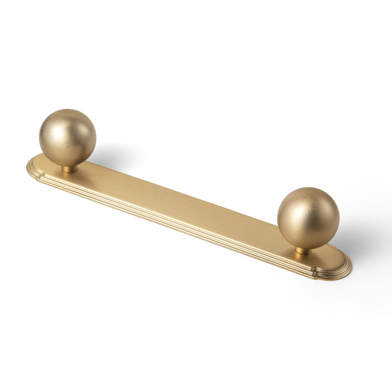 Poignée de porte élégante en laiton 5 po avec extrémités sphériques 5 po, Bronze champagne