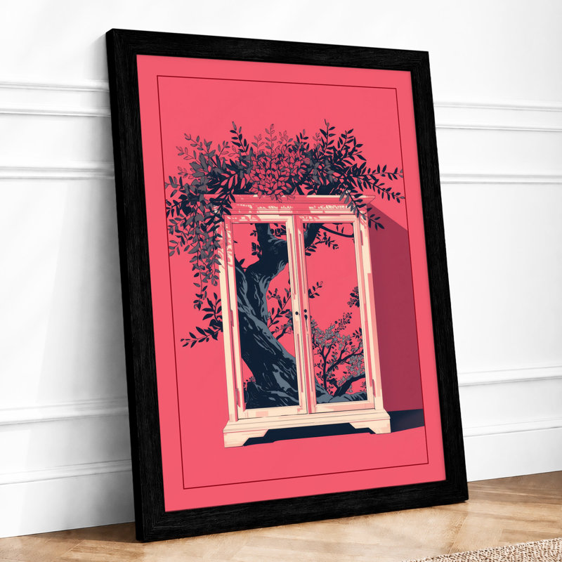 Window In Pink Modern - Print, A1 - 84.1 x 59.4 cm, Black