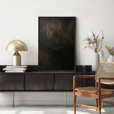 Moody Dark Brown Abstract Texture Wall Decor for Living Room or Office - Pictures Framed Canvas Print Wall Art