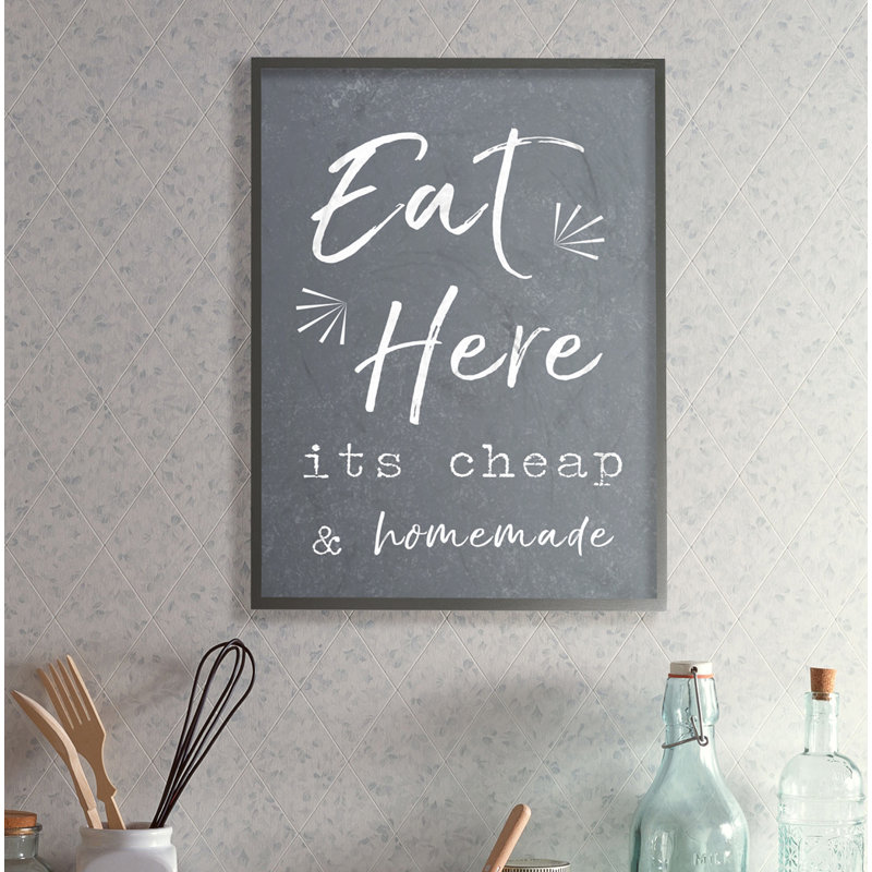 «Eat Here Home Cuisson Marine» par Daphne Polselli, reproduction d'art textuel sur toile, H 14 po x l 11 po