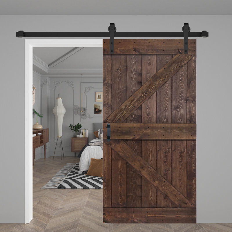 Panneau de bois massif peint avec trousse de quincaillerie d'installation, Café Kona, 42 po x 84 po x 1,5 po