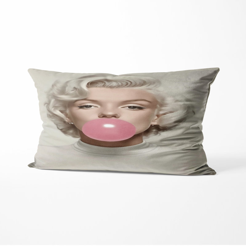 Coussin rose avec imprimé pop art Marilyn, H 12 po x l 20 po