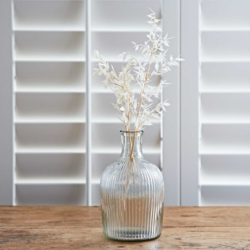 Large Rippled Glass Bottle Vase