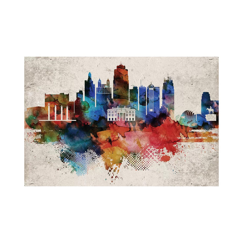Kansas City Abstract - Print on Canvas, 66.04cm H x 101.6cm W x 3.81cm D, Wrapped Canvas