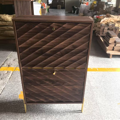 Mid-Century Modern Freestanding Shoe Cabinet With Metal Legs, Large Storage Space And Anti-Tipping Device For Entryways