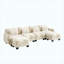Canapé modulaire en U surdimensionné à 4 places en chenille beige avec 4 coussins de taille et 2 repose-pieds mobiles-681531763