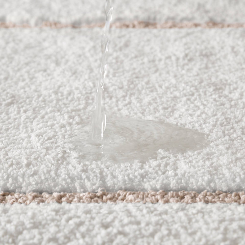 Roan Border Tufted Bath Rug, White/Beige, 32" L x 20" W