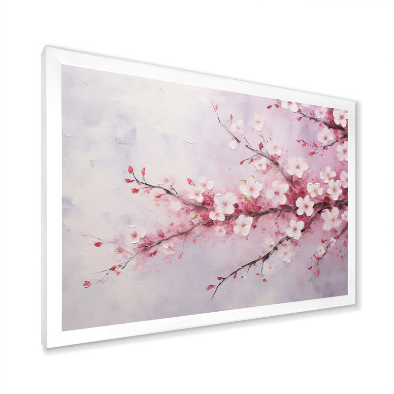 «Cherry Bliss Tree» sur toile, H 16 po x l 32 po x P 1 po, Cadre simple blanc