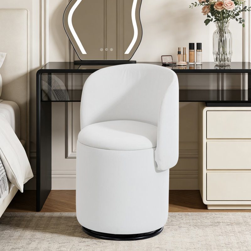 Tabouret de coiffeuse pivotant à 360 ° pour chambre à coucher et chaise de salle à manger, rangement intégré, siège d'appoint rembourré doux, multifonctionnel pour s'habiller / manger