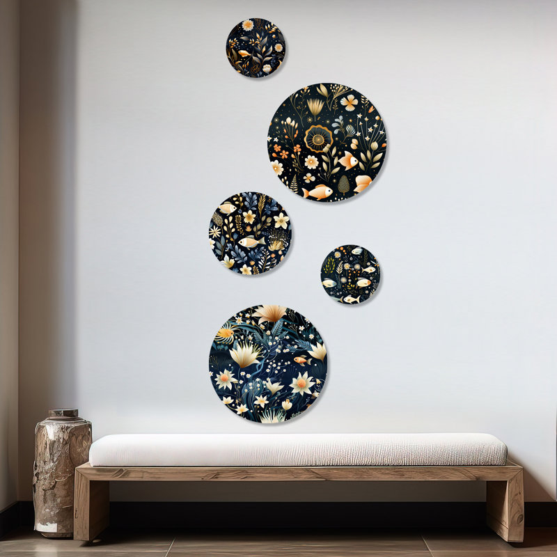 Rizzi - Ensemble d'art mural abstrait bord de mer rond de 5