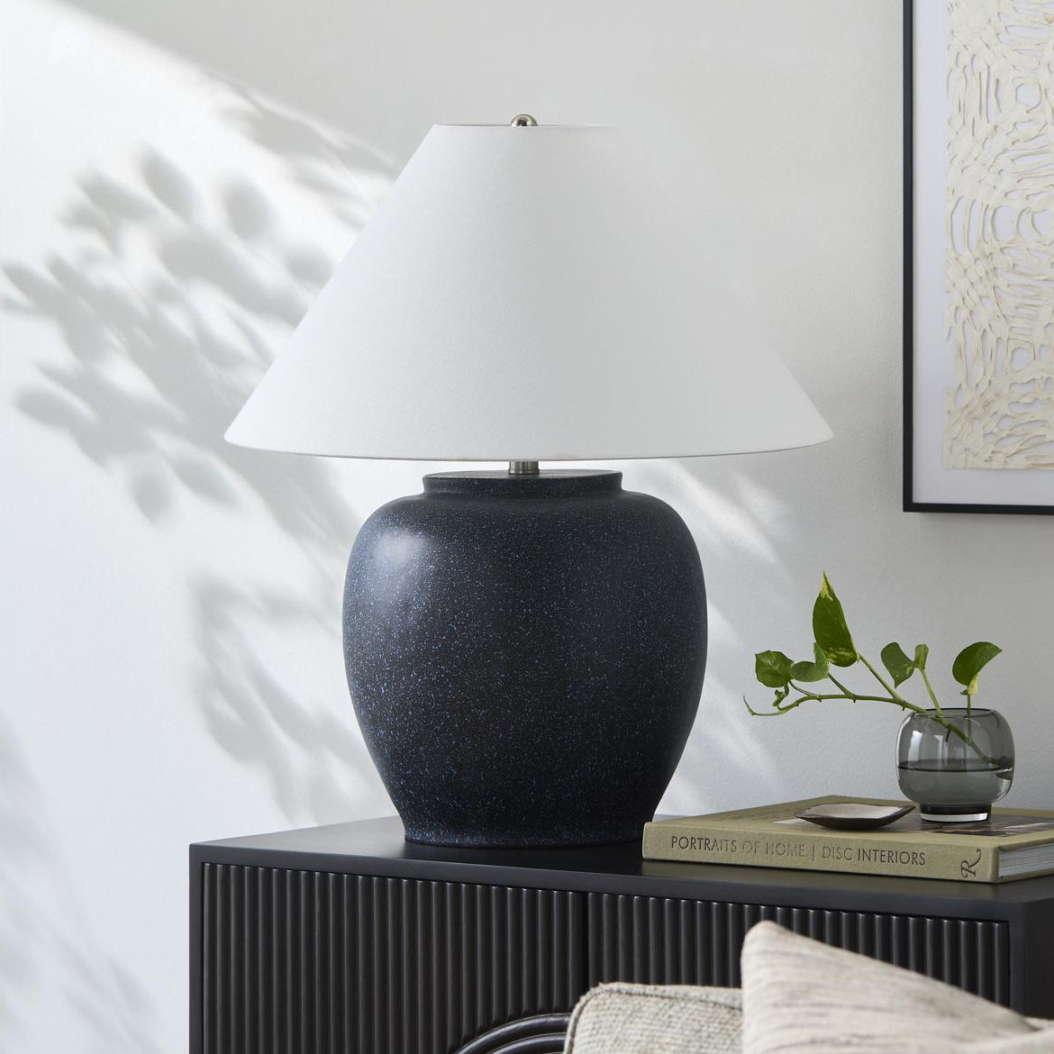 Concrete Table Lamp, White, Blue
