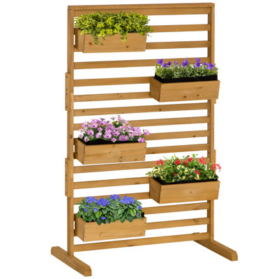 5-tiered Wooden Trellis Stand - Hanging Planter Boxes For Outdoor Grace Porch, Patio, Garden, Balcony Add Elegance To Your Freestanding Plant 5 Balcony, Porch Make More Inviting