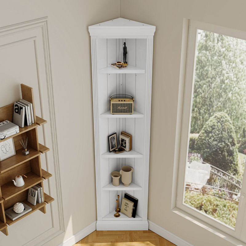 Bibliothèque de rangement avec éclairage DEL Douai, Étagère d'angle, 83.4' H x 20.98' W x 13.77' D