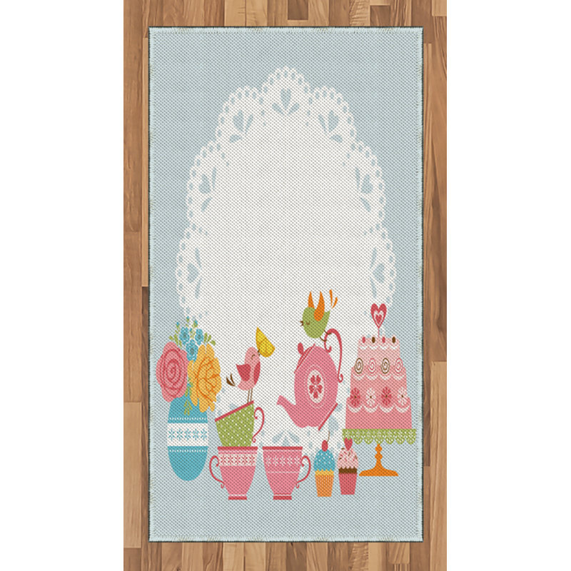 Tea Party High Density Long Fiber Poly Threads Decorative Area Rug Carpet, Rectangle 2'7" x 5'