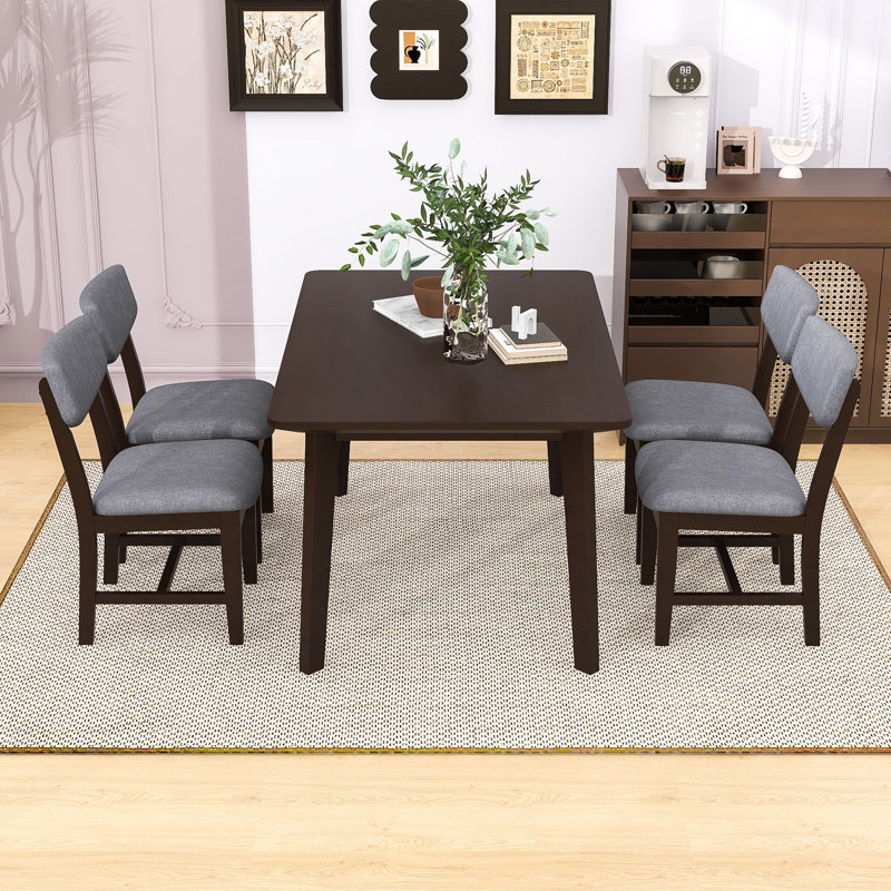 Ensemble de salle à manger 5 pièces avec 4 chaises rembourrées, Espresso
