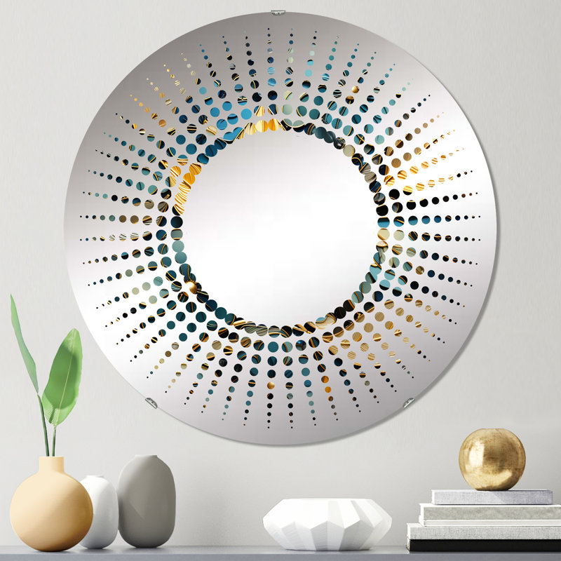Starburst Decorative Mirror, 31.4" x 31.4", Bleu / jaune Dreamcatchers Whimsy I