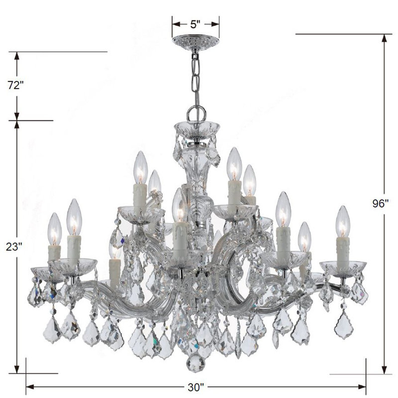 Weekes 12 - Light Dimmable Tiered Chandelier, Polished Chrome, Clear
