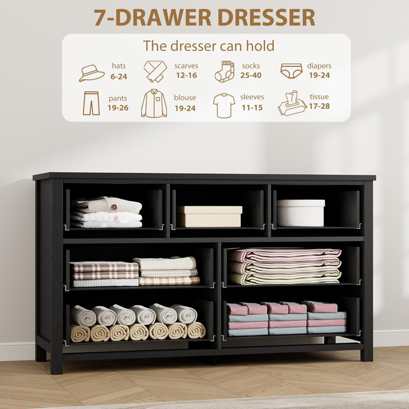 137.2 cm W Chest of 7 Drawers