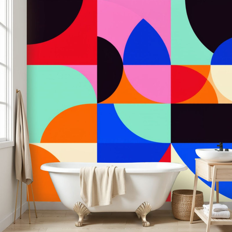 Papier peint adhésif autocollant amovible Mid Century, L 144 po x l 100 po