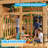Wooden Swing Set with Canopy Roof, 2 Belt Swings, Trapeze Bar, Wave Slide, Rock Climbing Wall, Monkey Bars & Telescope, Backyard Playground for Kids