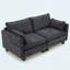 Canapé en chenille noir avec ports USB et poches latérales, canapé compact 2 places-958810871