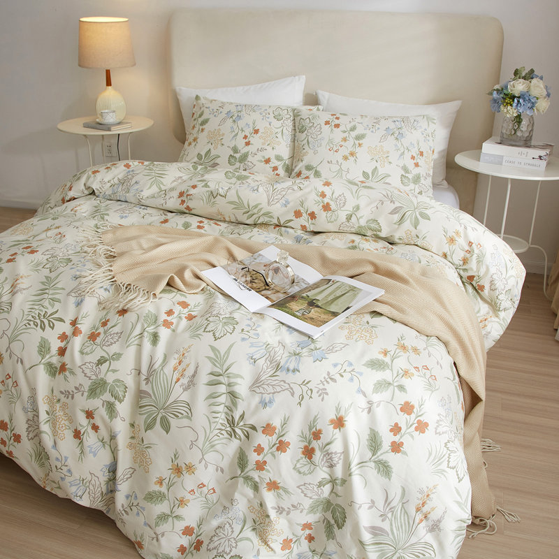 Ensemble d'édredon en microfibre à motif floral toutes saisons Boho, Édredon grand + 2 taies d'oreiller standard