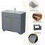 Meuble-lavabo de 36 po avec lavabo, meuble-lavabo à double porte en bois Farmhouse, meuble-lavabo sur pied avec lavabo en céramique (peinture, gris, 36 po)-1954998923-1954998921