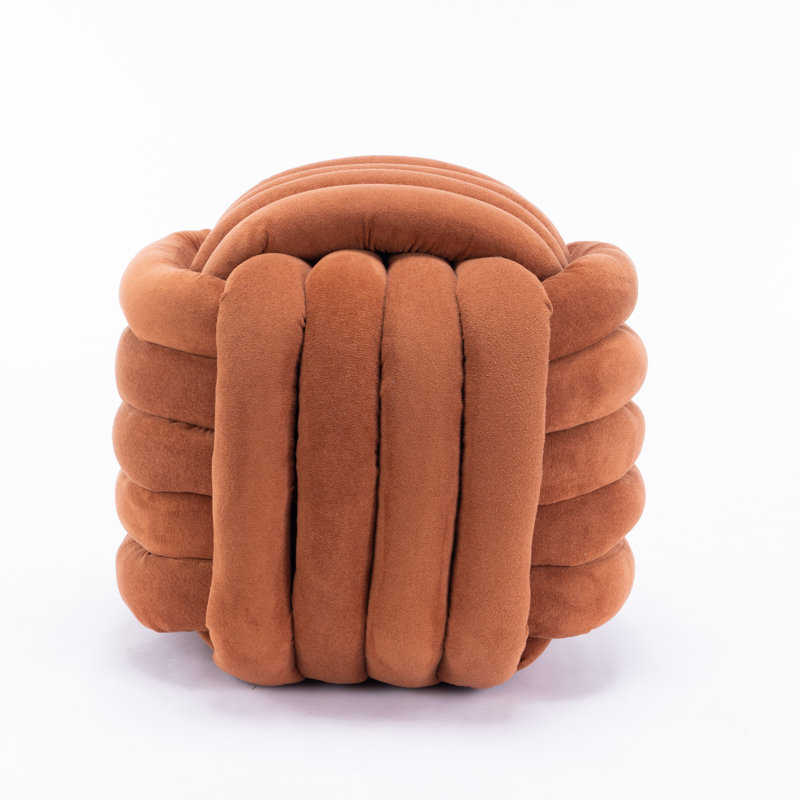 Chenille Fabric Modern Knot Design Ottoman Makeup Stool Footstool, Comfortable And Stylish Seat For Living Room, Bedroom
