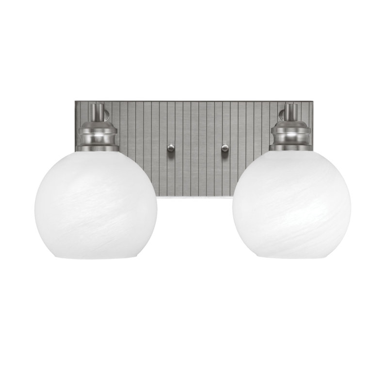 Éclairage pour meuble-lavabo à 2 lumières Aslin, Blanc, Nickel brossé