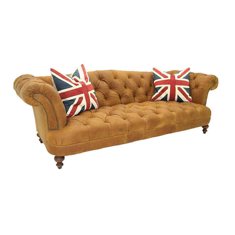 Leather Sofa, Wiley Coyote Smoke, Ebony, Old Gold E
