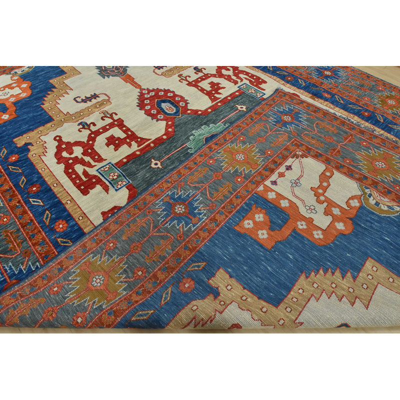 Tapis oriental tribal en laine noué à la main 12 pi x 18 pi 2 po Serapi