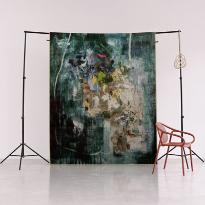 Green Themed Multicolored Abstract Patterned Modern Decorative Carpet
