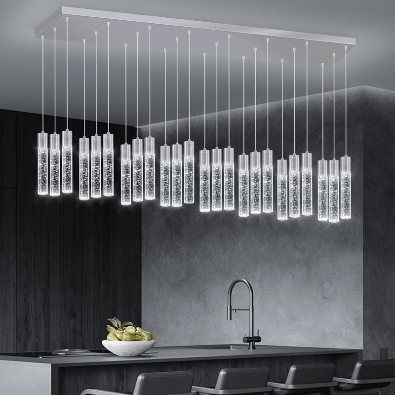 Lustre moderne 24 lumières à DEL en cristal argenté, Argent