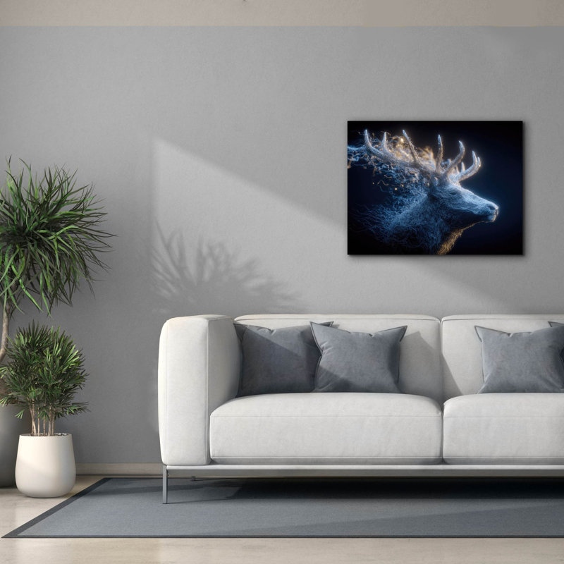  «Majestic Moon Deer. Art mural sur toile 2 pi par Ann Klee, 34 po x 26 po, H 26 po x l 34 po