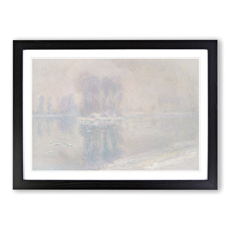 Ice Floes by Claude Monet - Picture Frame Painting, 36cm H x 48cm W x 2cm D, Black Framed