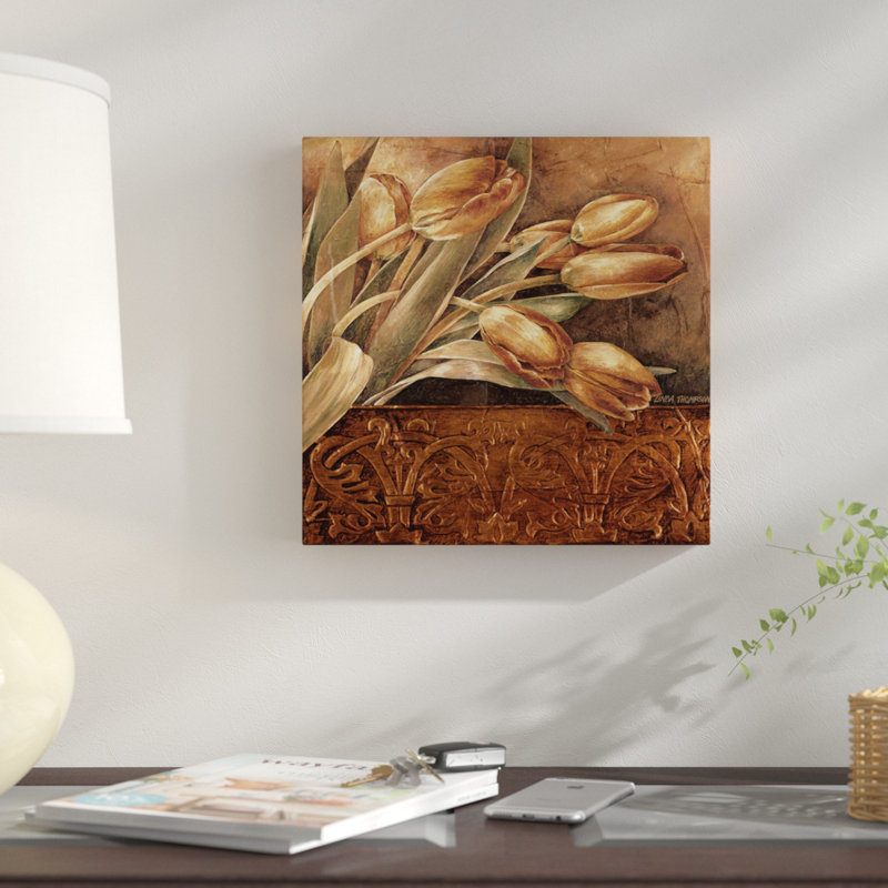 « cuivre tulipes ii », impression sur toile, H 12 po x l 12 po x P 0,75 po, Toile tendue, Pas de tapis