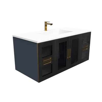 Ensemble de meuble-lavabo simple mural 48 po avec surface solide Swaneus