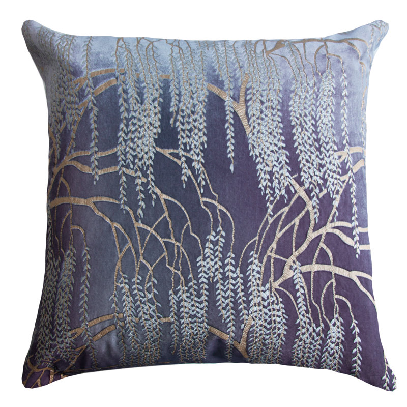 Willow Rayon/Viscose Reversible Throw Pillow, Copper Ivy, 22" x 22"