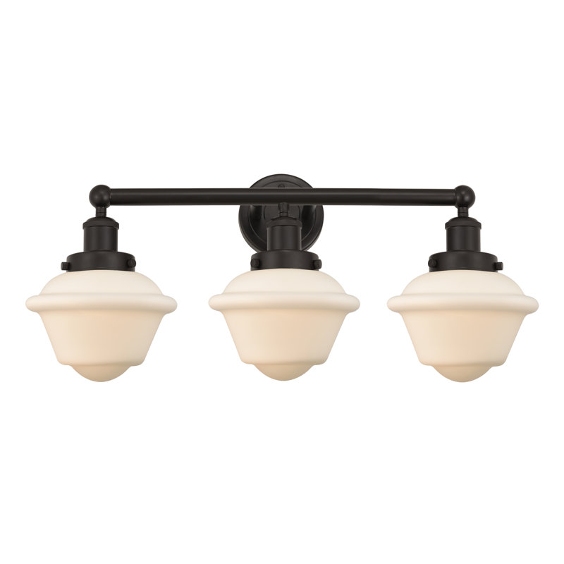 Éclairage pour meuble-lavabo à 3 lumières à intensité variable Grourke, Blanc mat, Bronze huilé